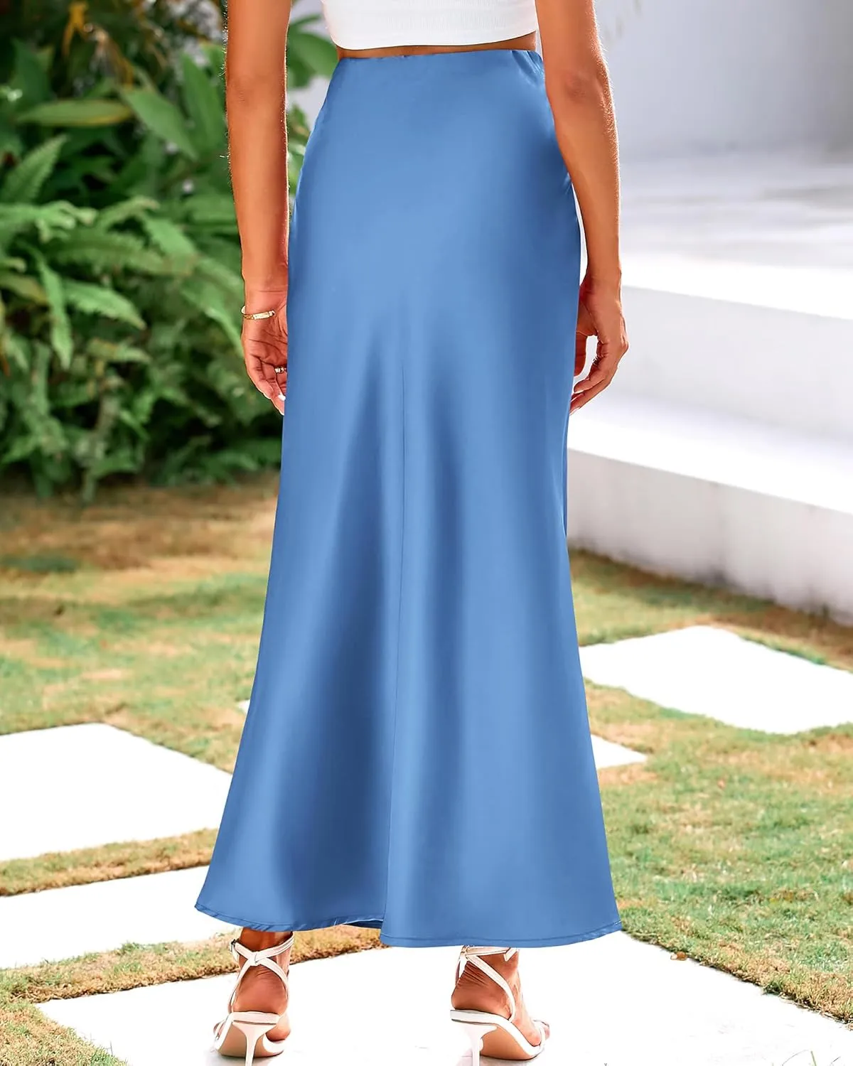BTFBM Womens Summer Fall Skirt 2025 Silk Elegant High Waist Cocktail Party Wedding Mermaid Satin Maxi Skirts