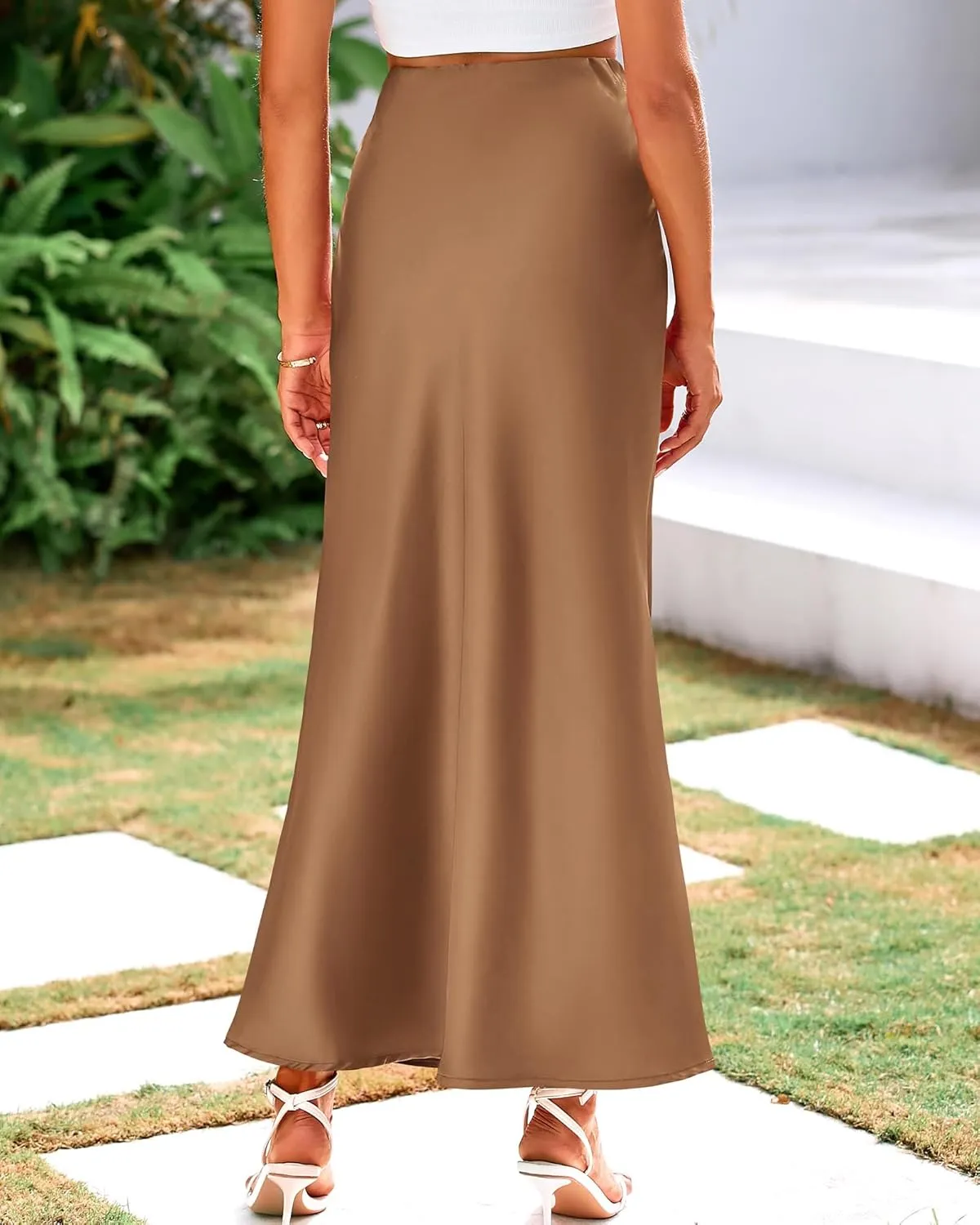 BTFBM Womens Summer Fall Skirt 2025 Silk Elegant High Waist Cocktail Party Wedding Mermaid Satin Maxi Skirts