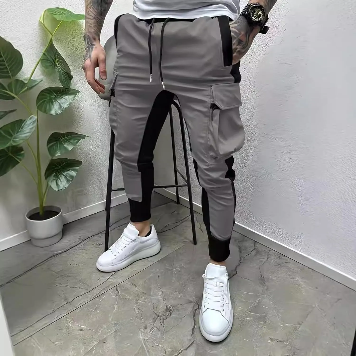 Cargo Pants for Men Men's Spring Summer and Autumn Casual Mid Elastic Multi Pocket Slim Fit Overalls Outdoor Pantalones