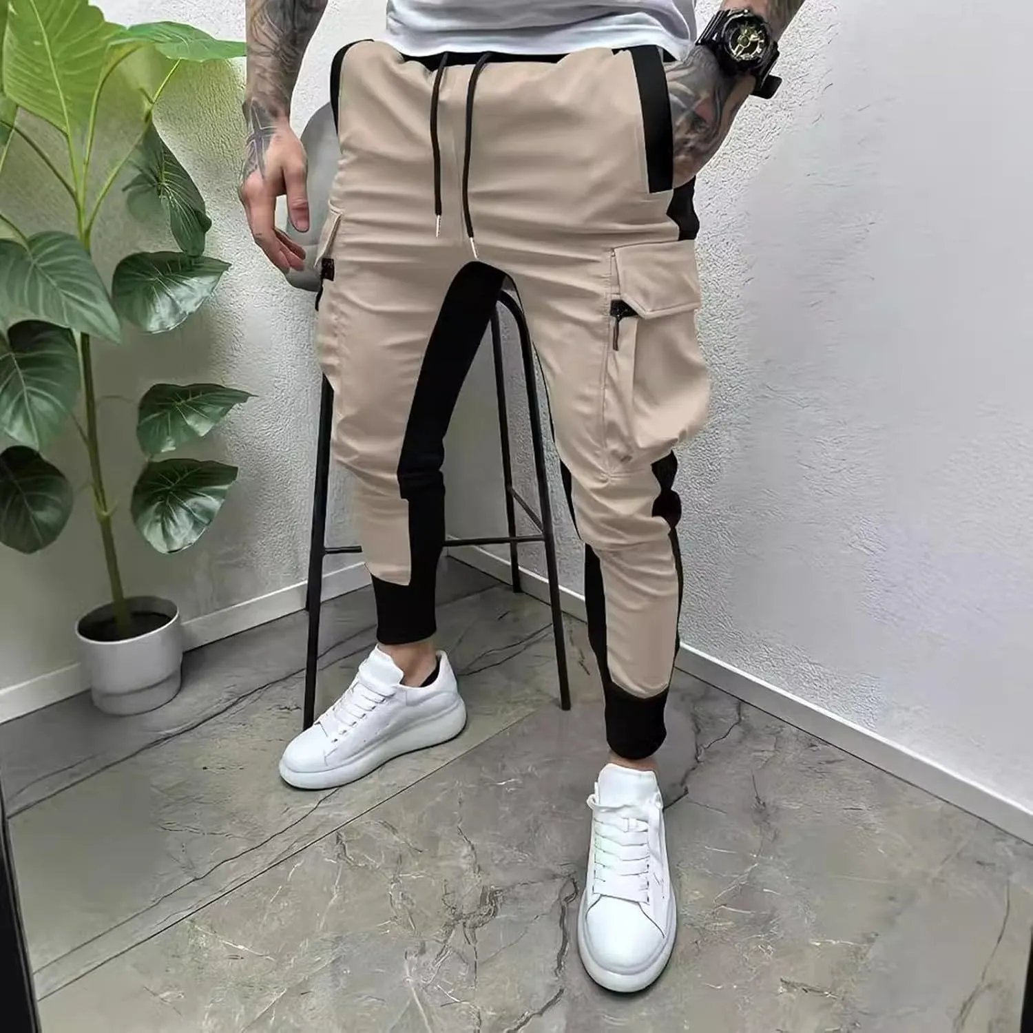 Cargo Pants for Men Men's Spring Summer and Autumn Casual Mid Elastic Multi Pocket Slim Fit Overalls Outdoor Pantalones