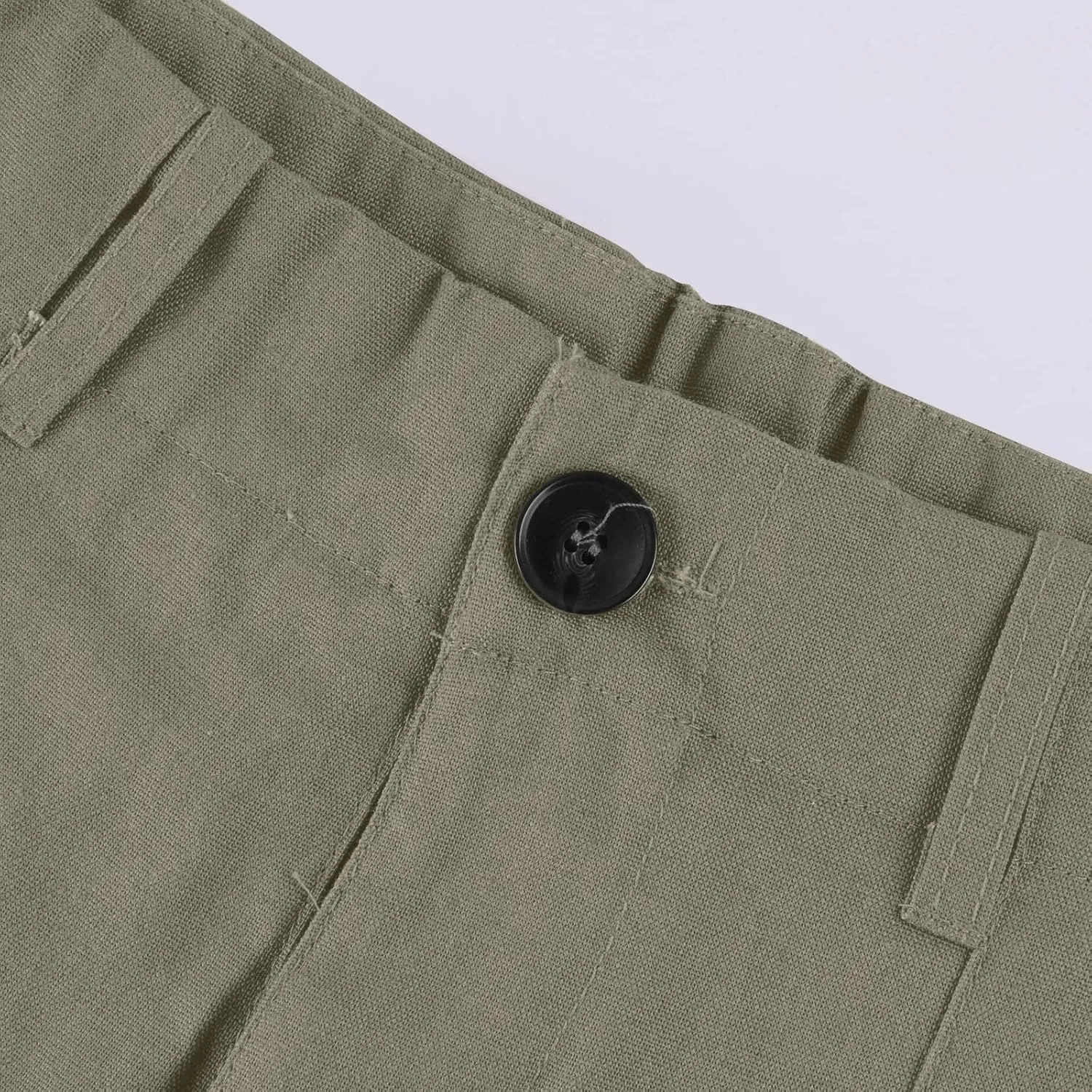 Cargo Pants for Women Casual Solid Pant Straight High Waist Buttons Pleated Trousers Wide Leg Sweatpants with Pocket