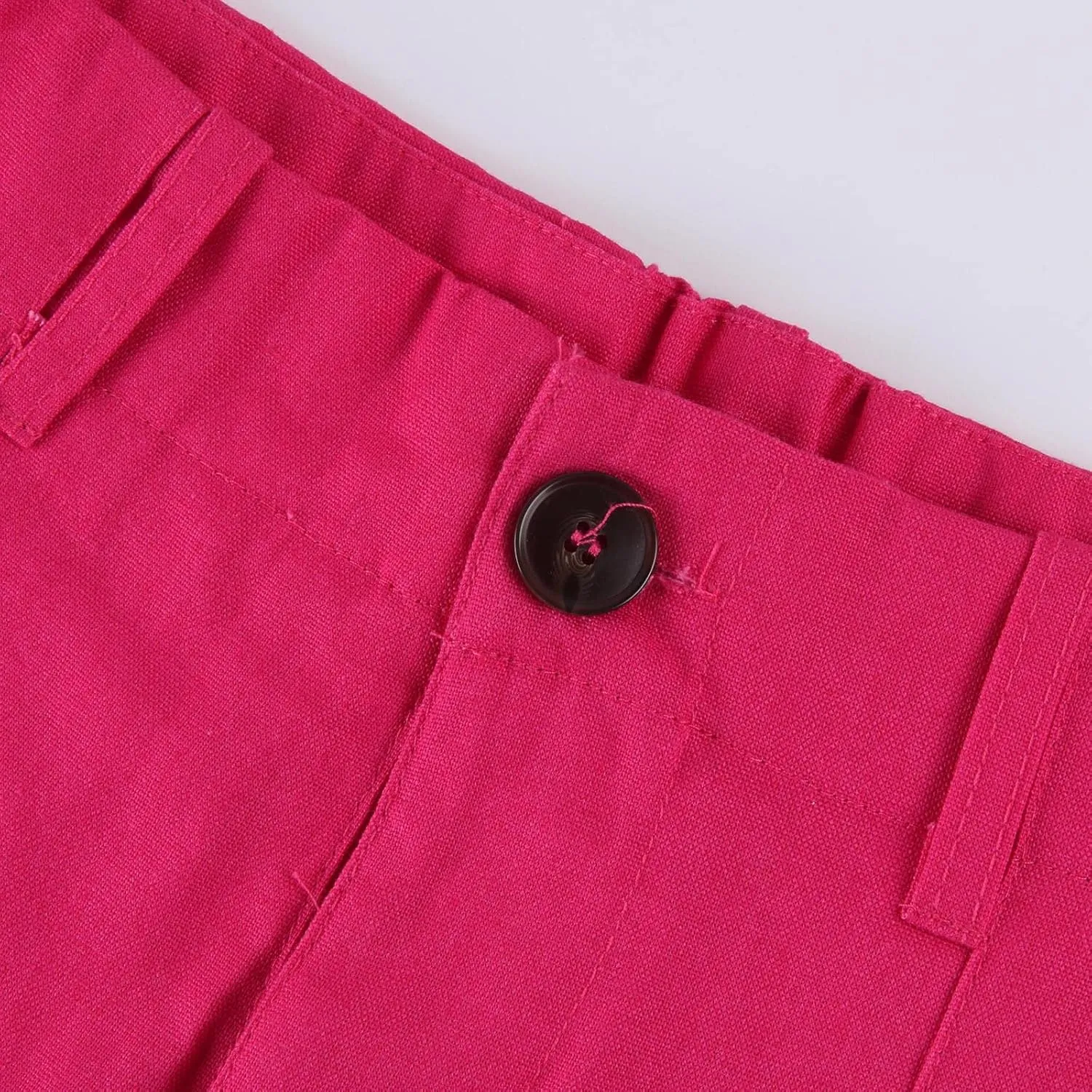 Cargo Pants for Women Casual Solid Pant Straight High Waist Buttons Pleated Trousers Wide Leg Sweatpants with Pocket