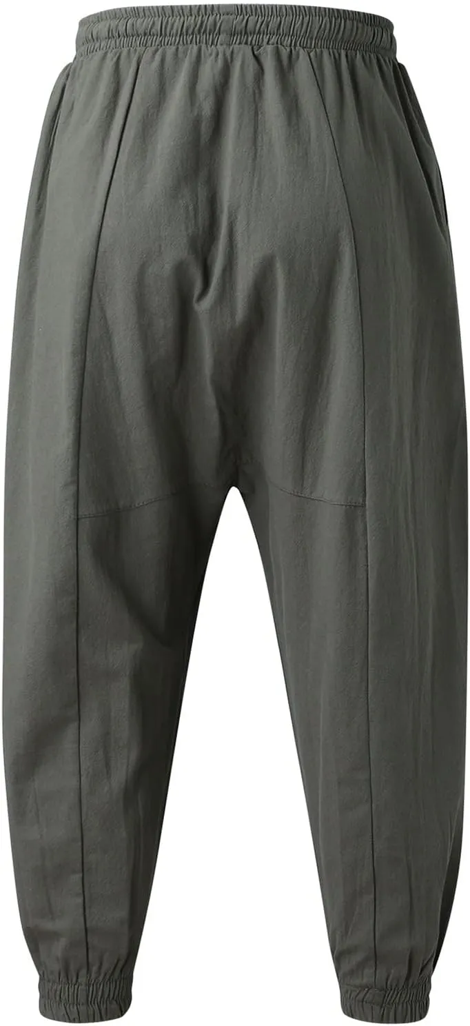Cargo Trousers for Men Loose-fit Pants Athletic Drawstring Pant with Pocket Men's Heavyweight Fleece Cargo Sweatpants