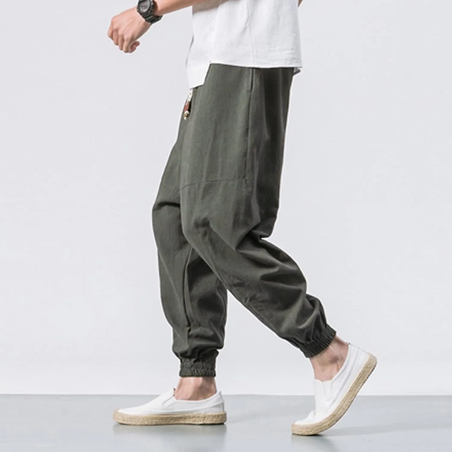 Cargo Trousers for Men Loose-fit Pants Athletic Drawstring Pant with Pocket Men's Heavyweight Fleece Cargo Sweatpants
