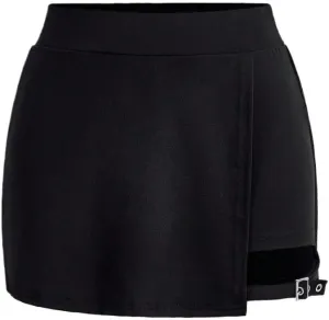 Casual Plain Elastic Waist Asymmetrical Buckle Mid Waist Mini Skorts