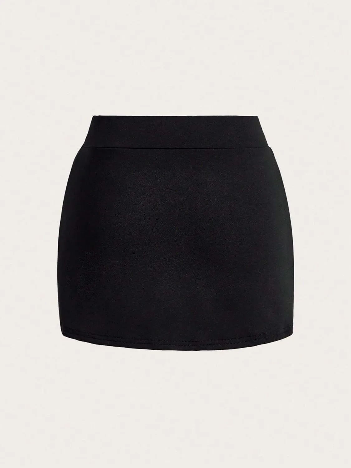 Casual Plain Elastic Waist Asymmetrical Buckle Mid Waist Mini Skorts