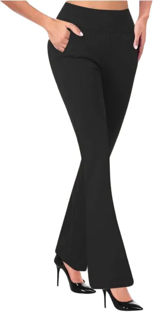 Cbcbtwo Women Business Casual Pants High Waist Stretchy Trousers Pull on Office Slacks Straight Leg Work Pants with Pockets