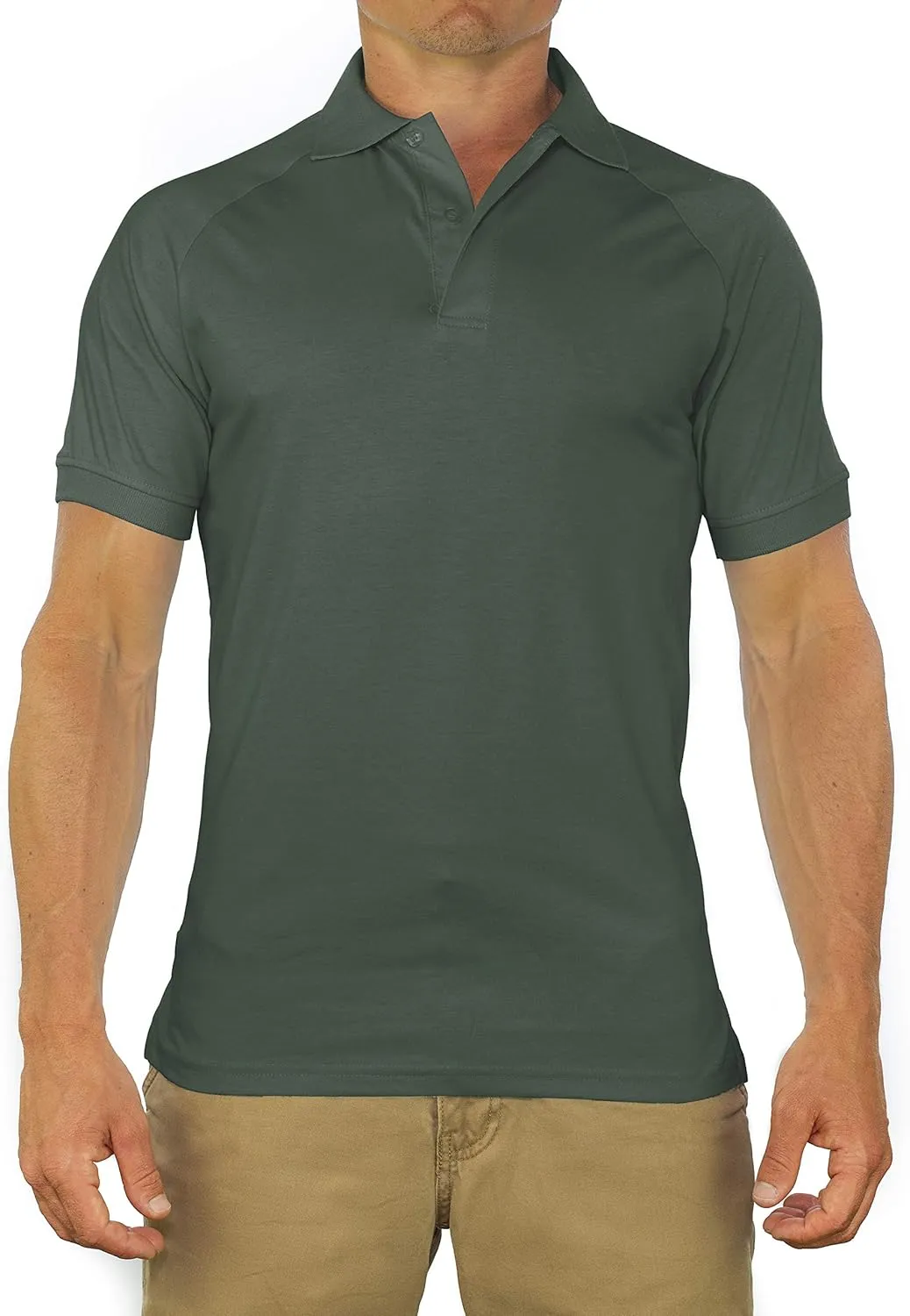 CC Perfect Slim Fit Polo Shirts for Men   Stretch | Breathable Sweat Wicking Short Sleeve Fitted Collared Mens Polo T Shirt