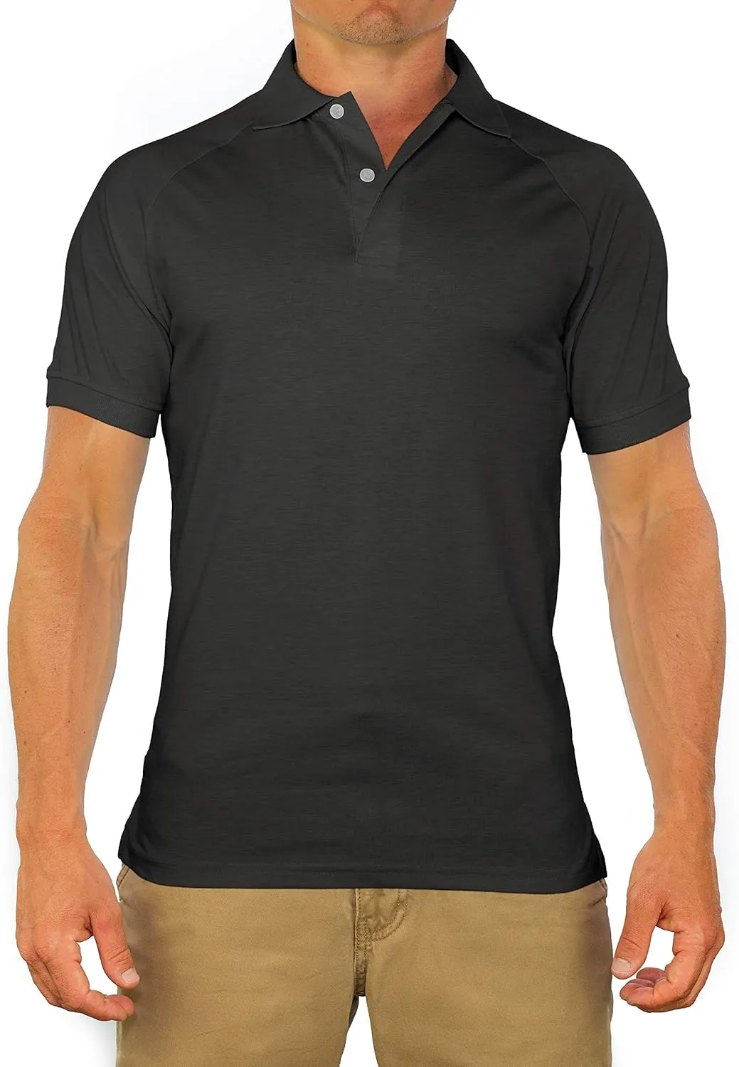 CC Perfect Slim Fit Polo Shirts for Men   Stretch | Breathable Sweat Wicking Short Sleeve Fitted Collared Mens Polo T Shirt