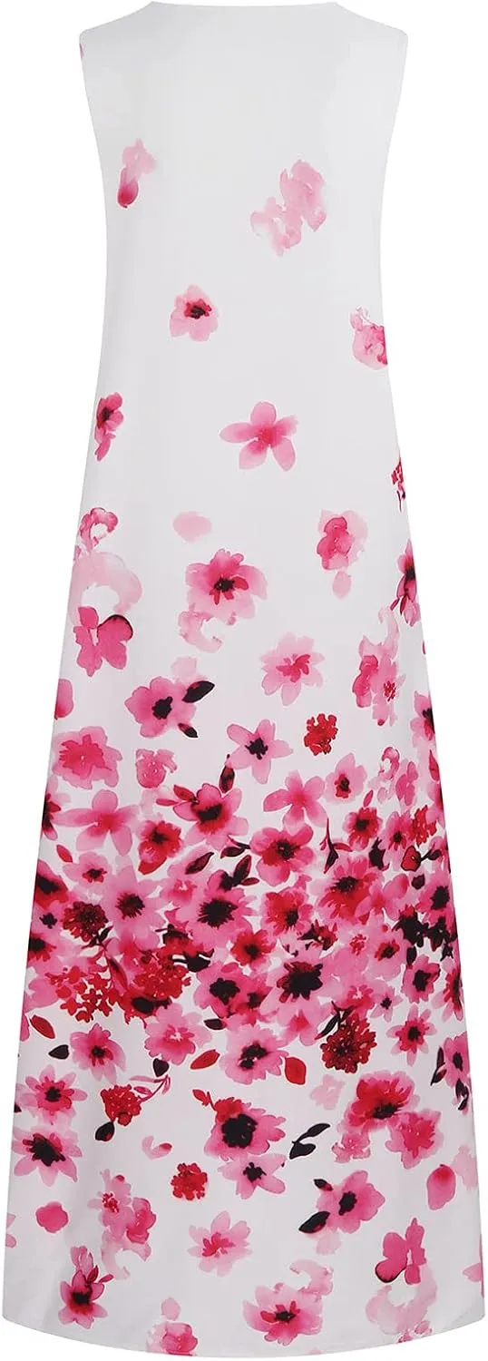Ceboyel Womens Boho Floral Maxi Dresses Floral Flowy Long Dresses Sleeveless Sun Dress Casual Summer Trendy Outfits 2024