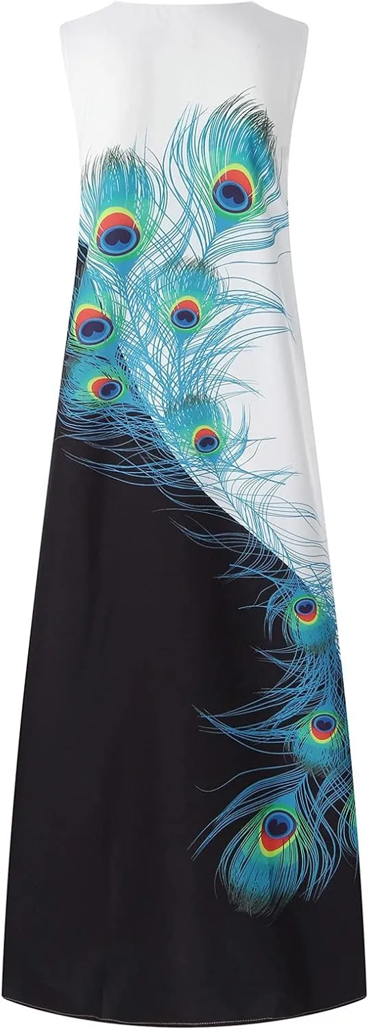 Ceboyel Womens Boho Floral Maxi Dresses Floral Flowy Long Dresses Sleeveless Sun Dress Casual Summer Trendy Outfits 2024