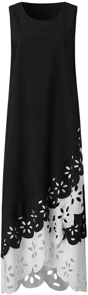 Ceboyel Womens Boho Floral Maxi Dresses Floral Flowy Long Dresses Sleeveless Sun Dress Casual Summer Trendy Outfits 2024