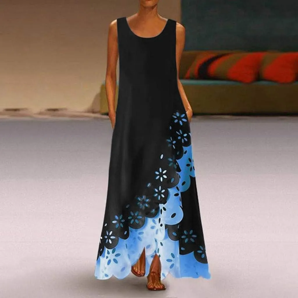 Ceboyel Womens Boho Floral Maxi Dresses Floral Flowy Long Dresses Sleeveless Sun Dress Casual Summer Trendy Outfits 2024