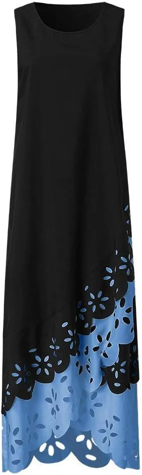 Ceboyel Womens Boho Floral Maxi Dresses Floral Flowy Long Dresses Sleeveless Sun Dress Casual Summer Trendy Outfits 2024