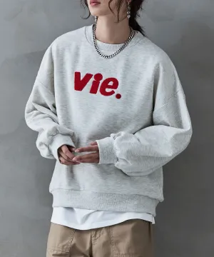 Chenille design fleece sweatshirt