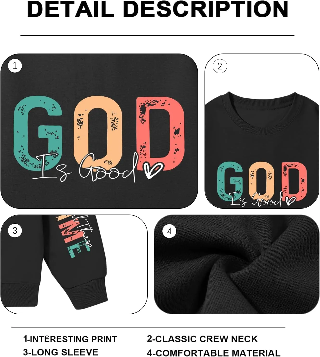 Christian God Is Good Sweatshirt for Women Oversized Religious Jesus Faith Shirts Inspirational Bible Verse Pullover