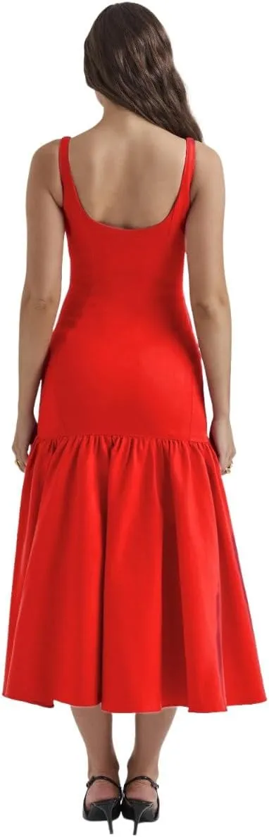 Chvity Women Sexy Bodycon Sleeveless Maxi Dress Summer Backless Fishtail Dress Floral Ruched Cocktail Party Cami Dress