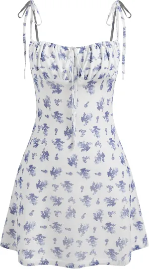 CIDER Floral Dress for Women Summer Mini Dress Sundresses Sleeveless Scoop Neck Sun Dresses A-Line Vacation Outfits