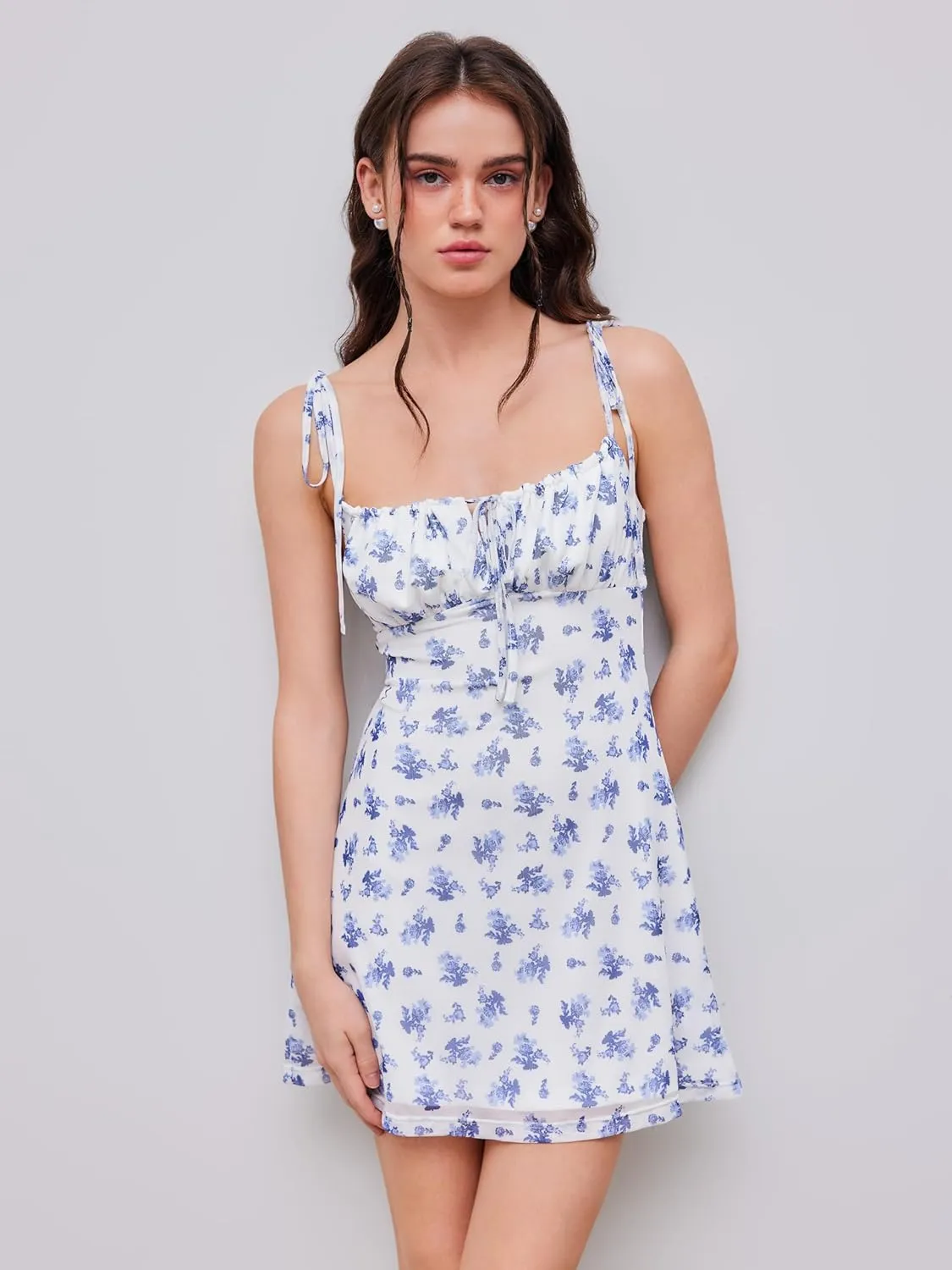 CIDER Floral Dress for Women Summer Mini Dress Sundresses Sleeveless Scoop Neck Sun Dresses A-Line Vacation Outfits