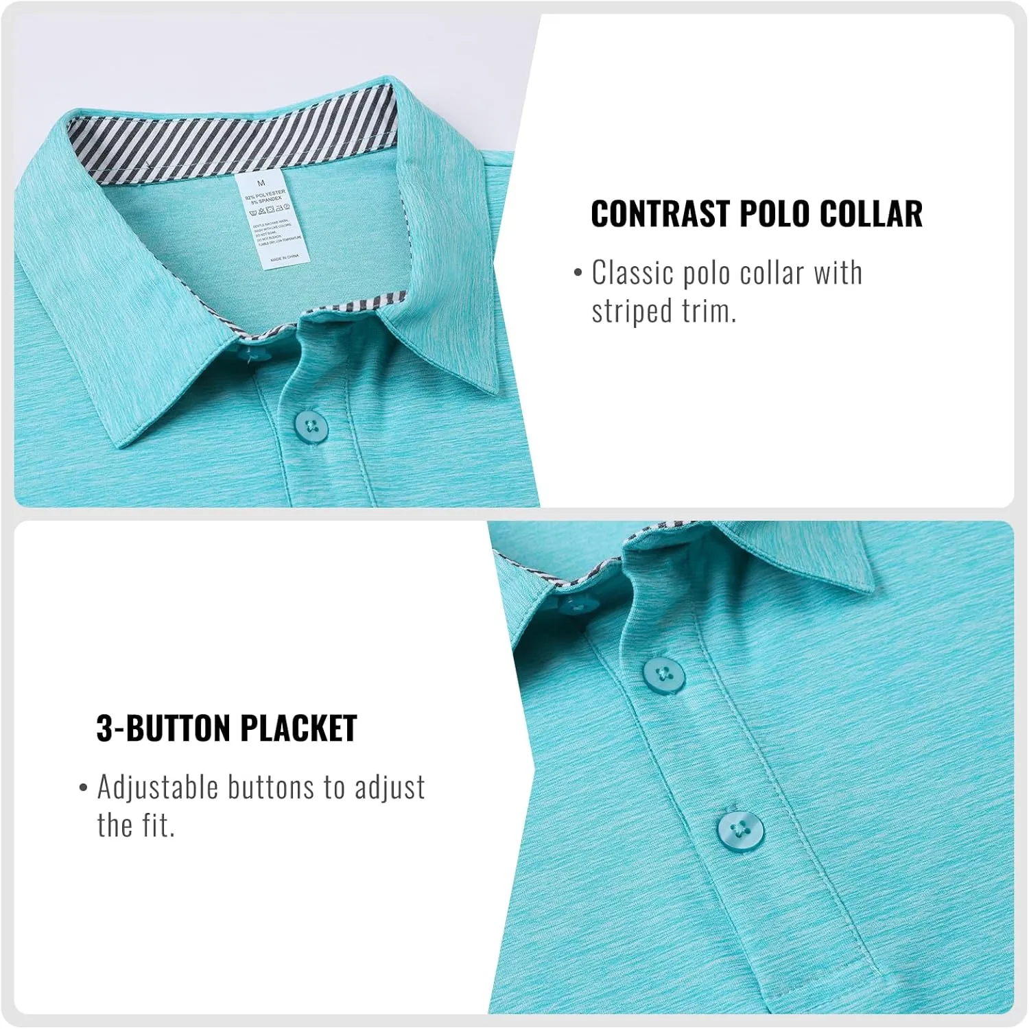 Cimic 3 Pack Polo Shirts for Men Short Sleeve Tennis Quick Dry Performanc Golf Moisture Wicking Athletic Collar Tops