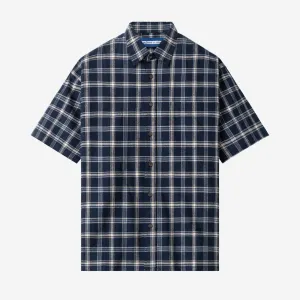 College Days Flannel Short Sleeve - Navy Grey