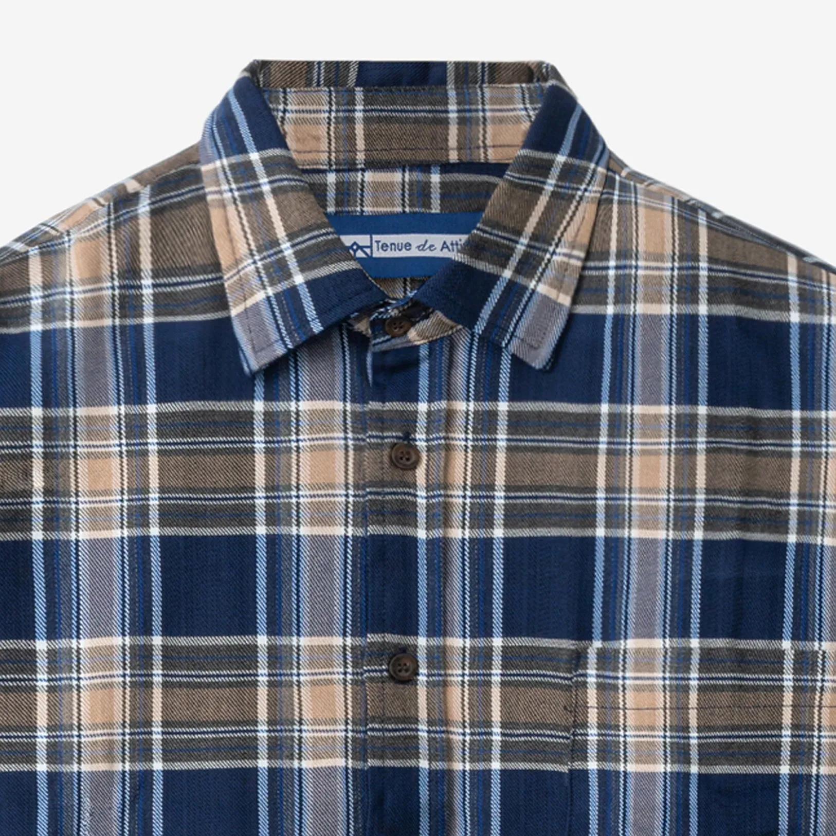 College Days Flannel Short Sleeve - Navy Khaki