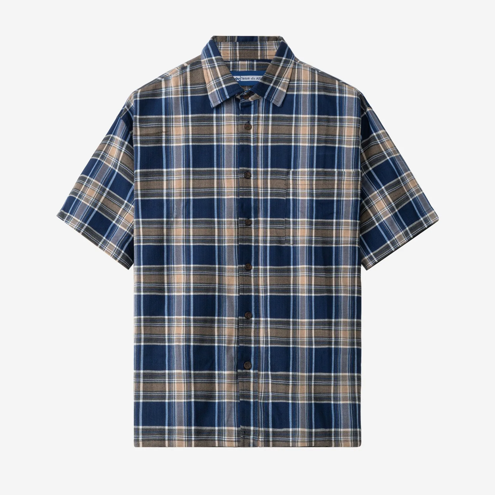 College Days Flannel Short Sleeve - Navy Khaki