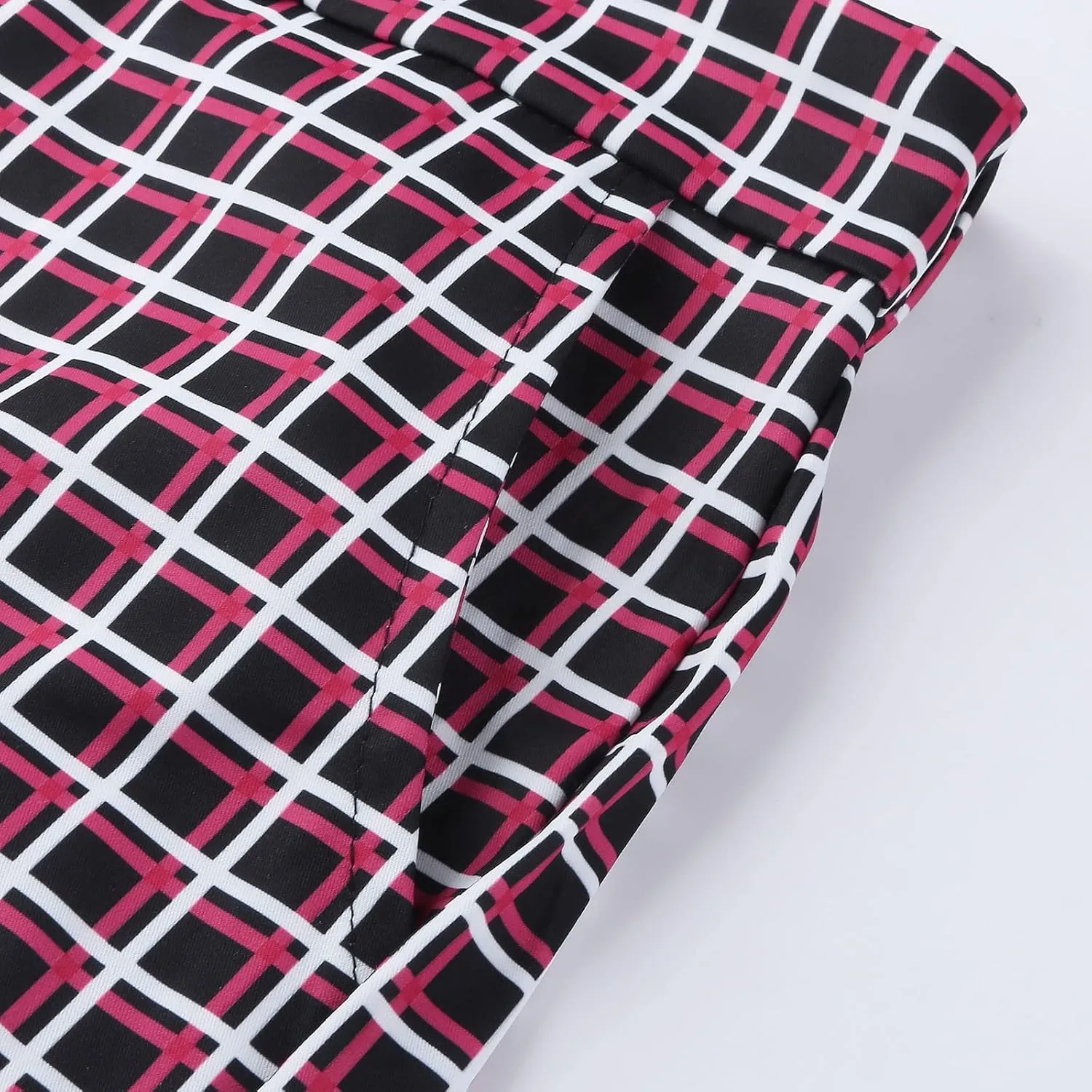 Color Block Pants for Men Comfy Plaid Cotton Stretch Shaping Flat Front Casual Slim Fit Business Dress Tapered Chinos Trouser