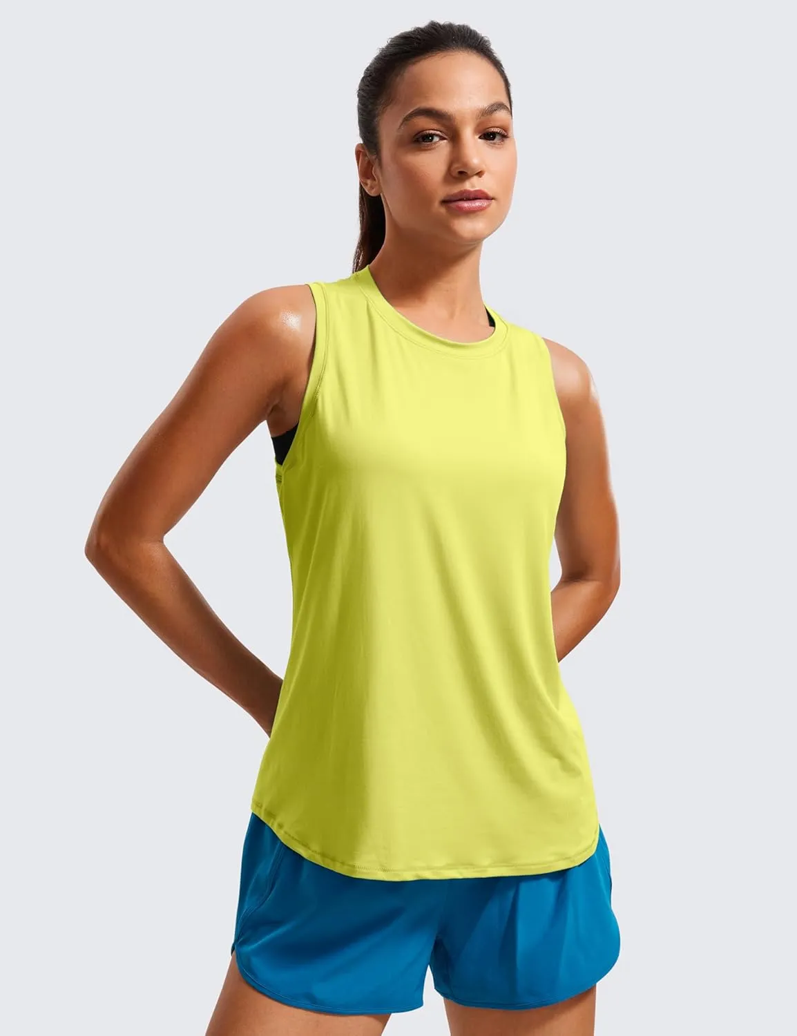 CRZ YOGA Lightweight Racerback Tank Tops for Women High Neck Workout Athletic Running Sleeveless Shirts