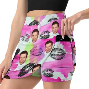 Custom Athletic Tennis Skorts Valentine's Day Gift for Girlfriend Wife Personalized Golf Active Skirt with Pocket