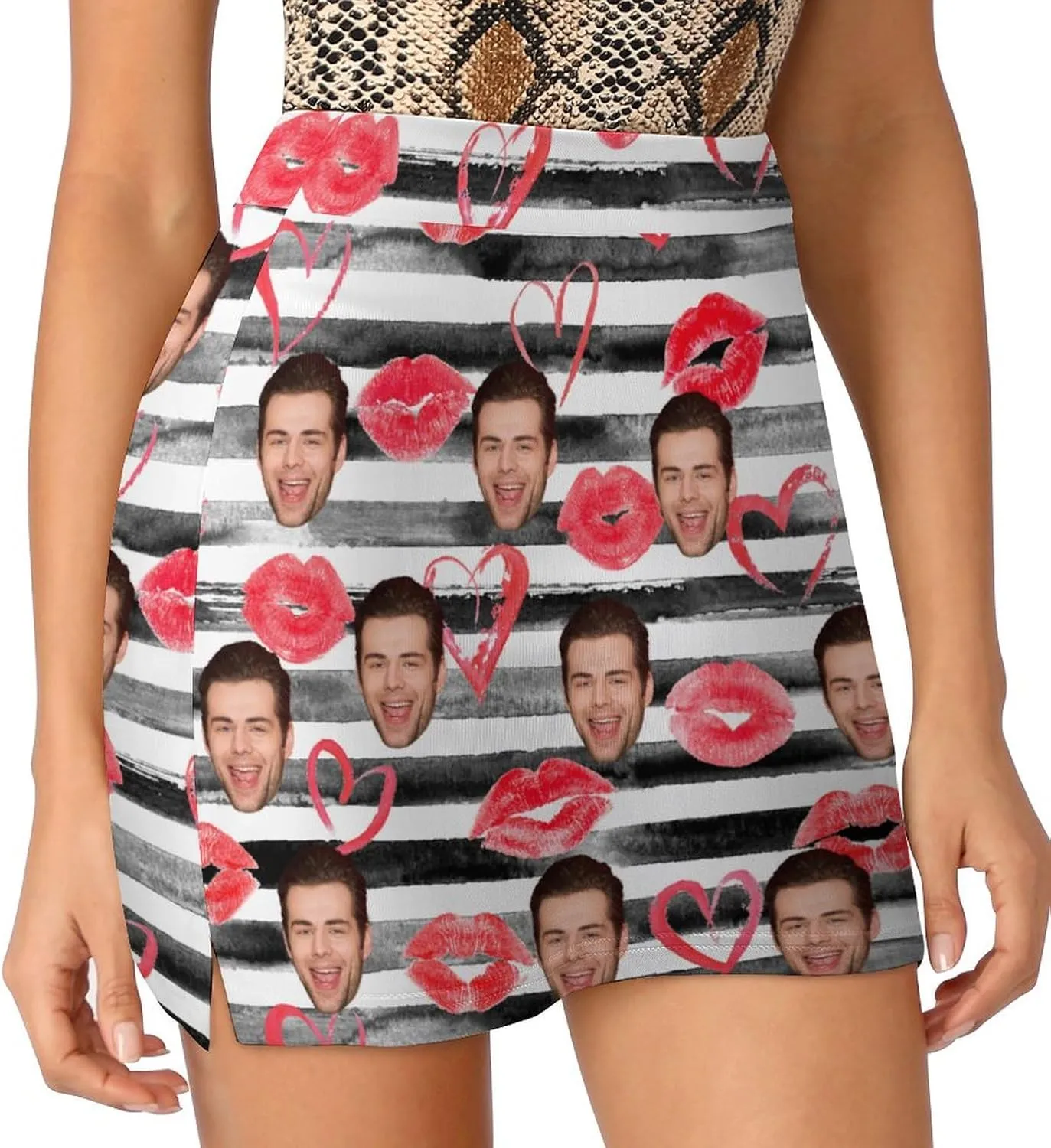 Custom Athletic Tennis Skorts Valentine's Day Gift for Girlfriend Wife Personalized Golf Active Skirt with Pocket