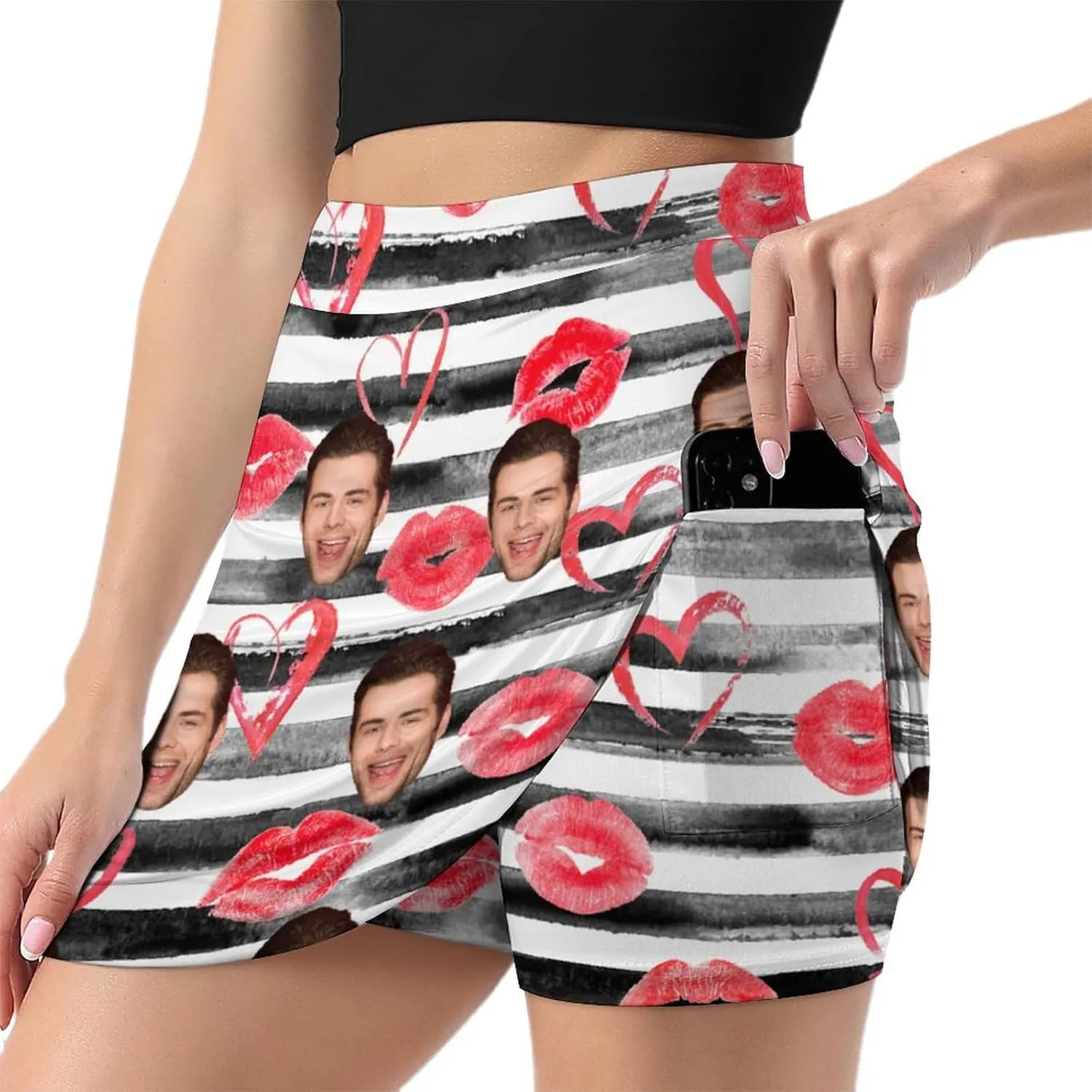 Custom Athletic Tennis Skorts Valentine's Day Gift for Girlfriend Wife Personalized Golf Active Skirt with Pocket