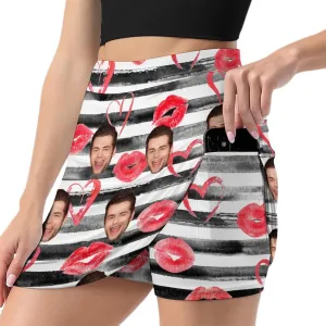 Custom Athletic Tennis Skorts Valentine's Day Gift for Girlfriend Wife Personalized Golf Active Skirt with Pocket