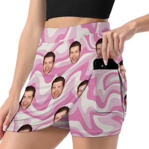 Custom Athletic Tennis Skorts Valentine's Day Gift for Girlfriend Wife Personalized Golf Active Skirt with Pocket