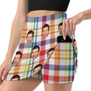 Custom Athletic Tennis Skorts Valentine's Day Gift for Girlfriend Wife Personalized Golf Active Skirt with Pocket
