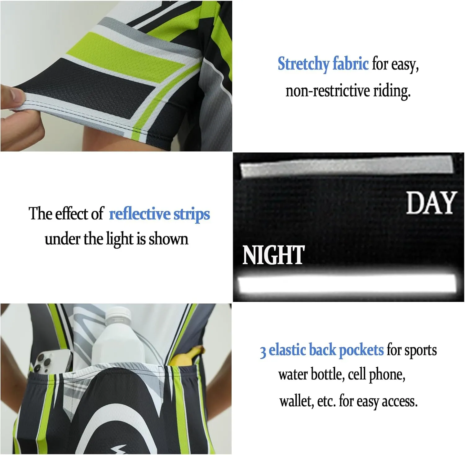 Cycling Jersey Men Short Sleeve Mens Bike Shirts with Pockets Full Zipper Bicycle Clothing Breathable Quick Dry