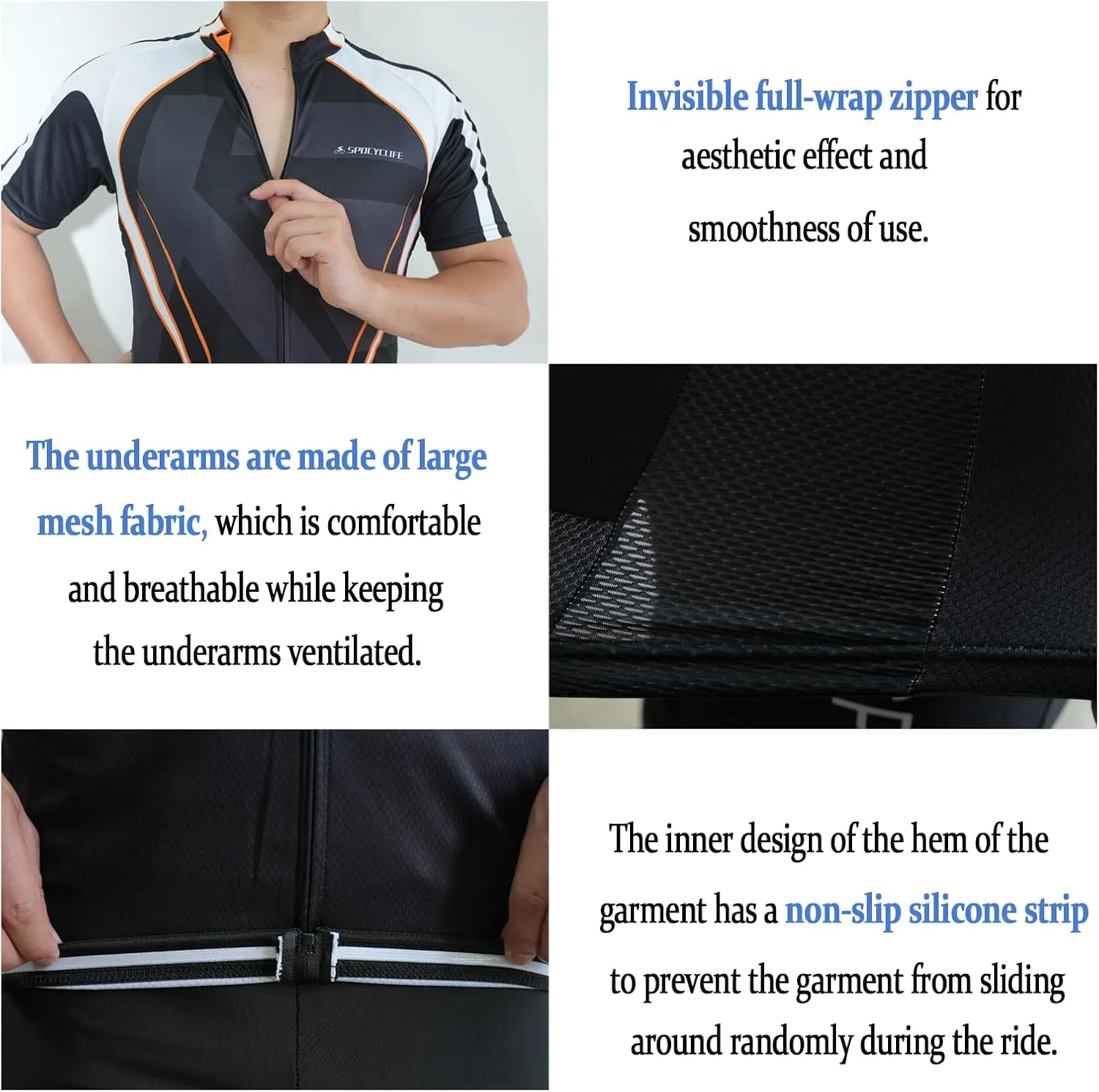 Cycling Jersey Men Short Sleeve Mens Bike Shirts with Pockets Full Zipper Bicycle Clothing Breathable Quick Dry