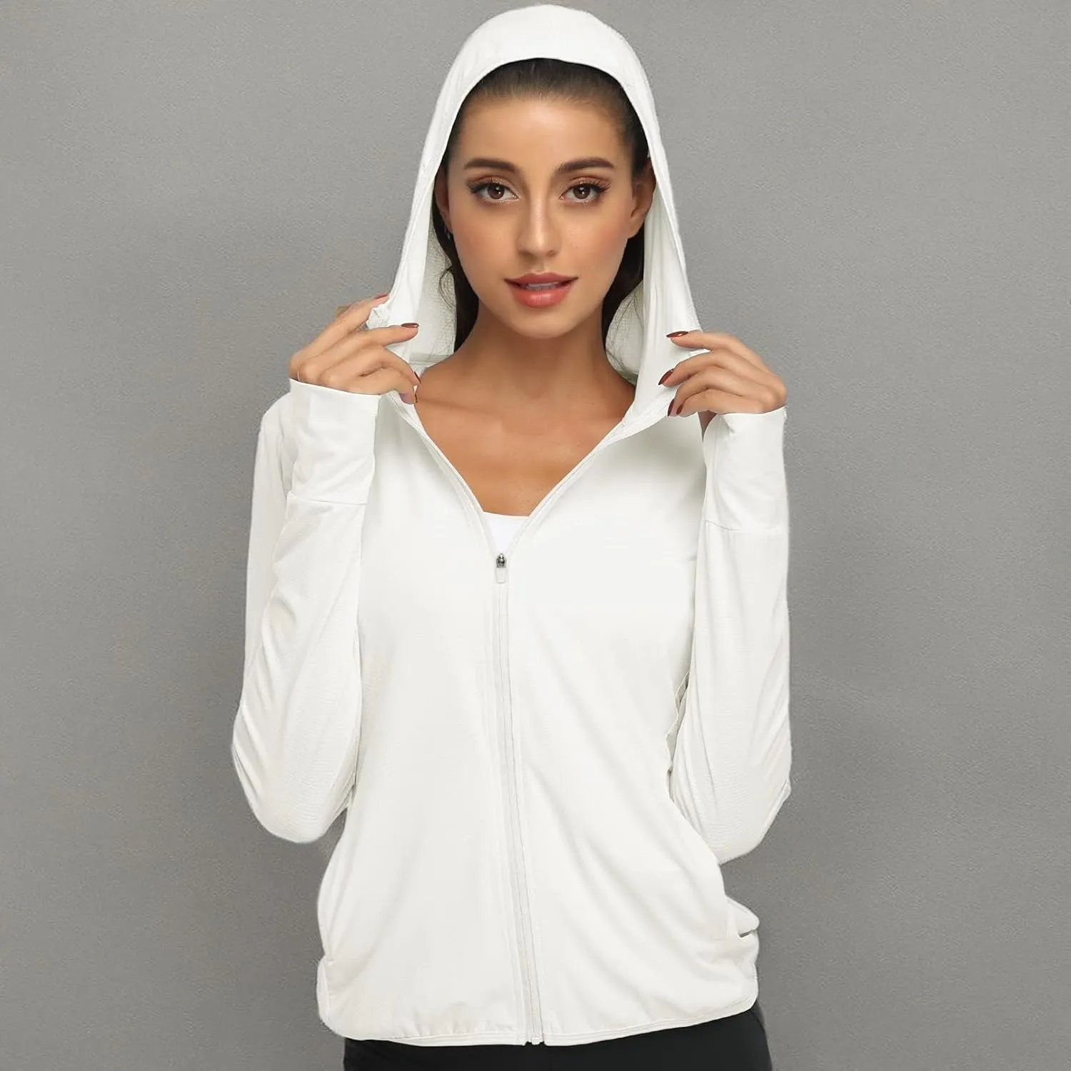 DAYOUNG Womens UPF 50  UV Sun Protection Running Hiking Outdoors Performance Long Sleeve Hoody T-Shirt
