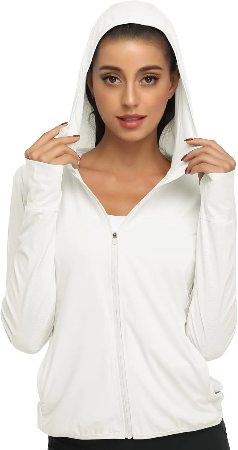 DAYOUNG Womens UPF 50  UV Sun Protection Running Hiking Outdoors Performance Long Sleeve Hoody T-Shirt