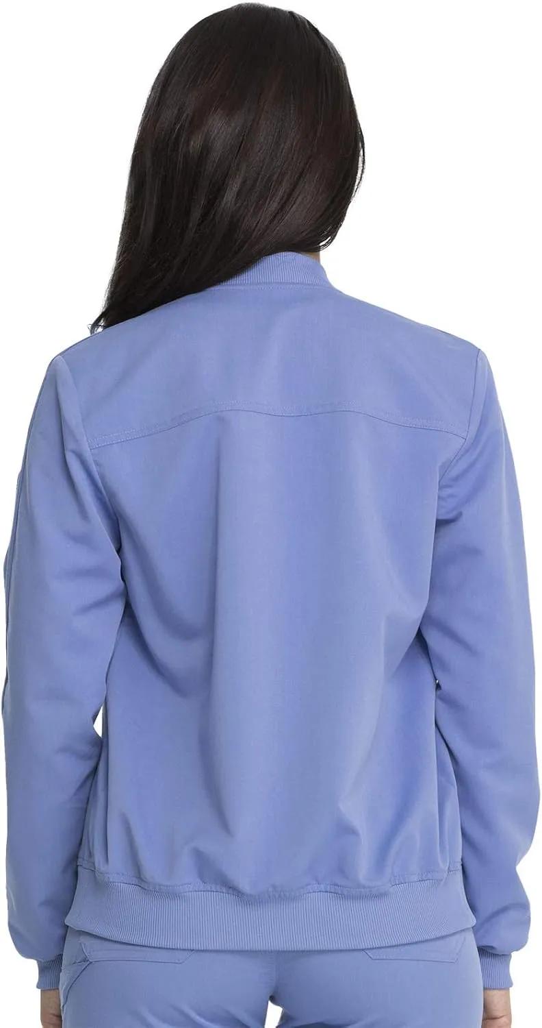 Dickies Women Scrub Jacket Zip Front Warm-Up Rib Knit Collar with 2 Welt Pocket DK365