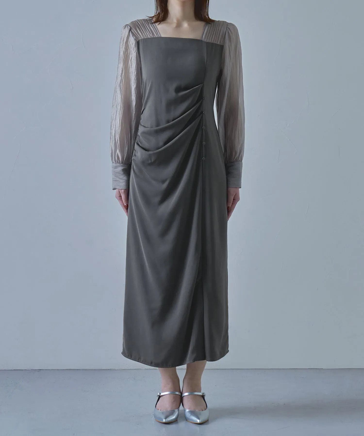 Drape design I-line dress