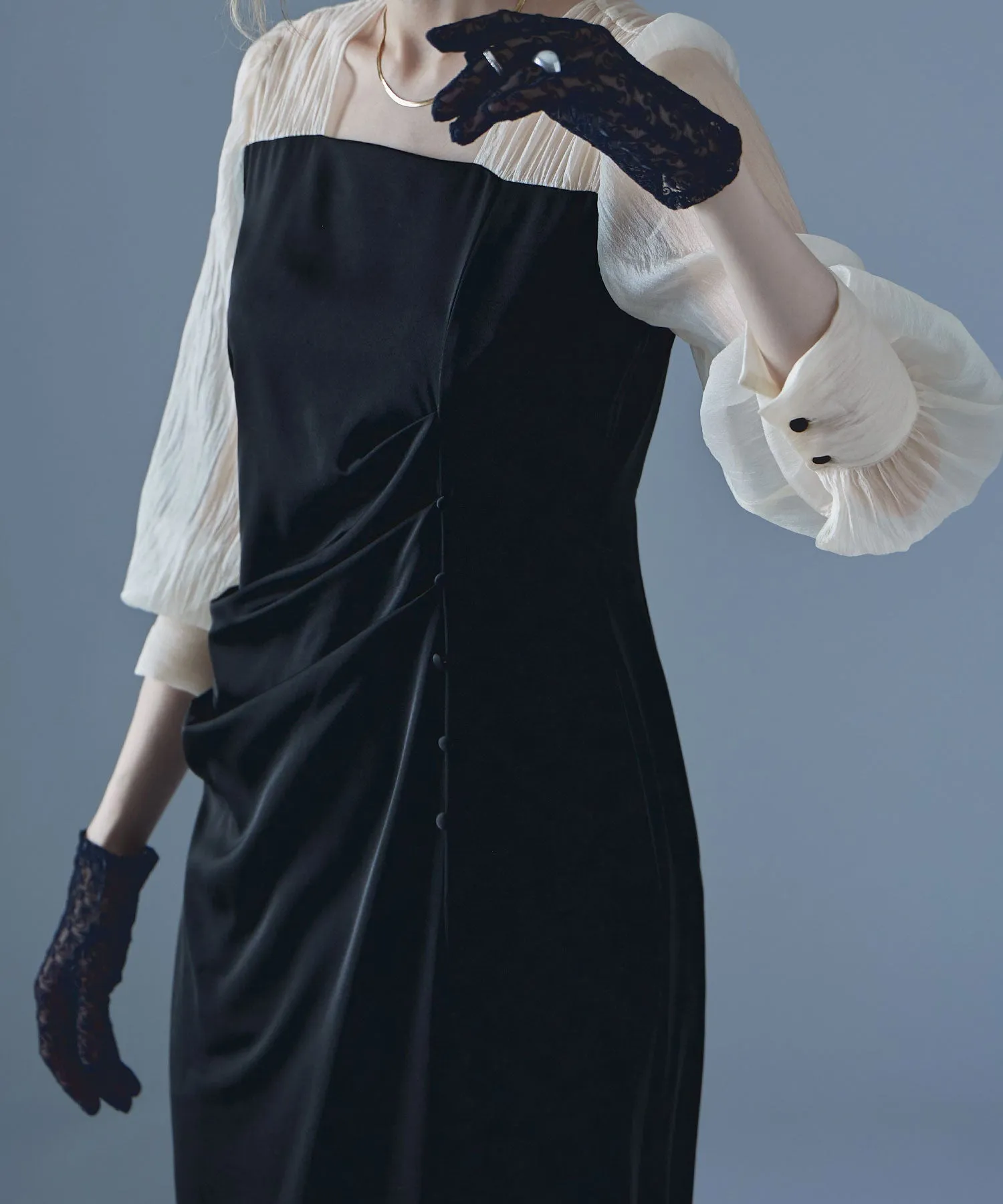 Drape design I-line dress