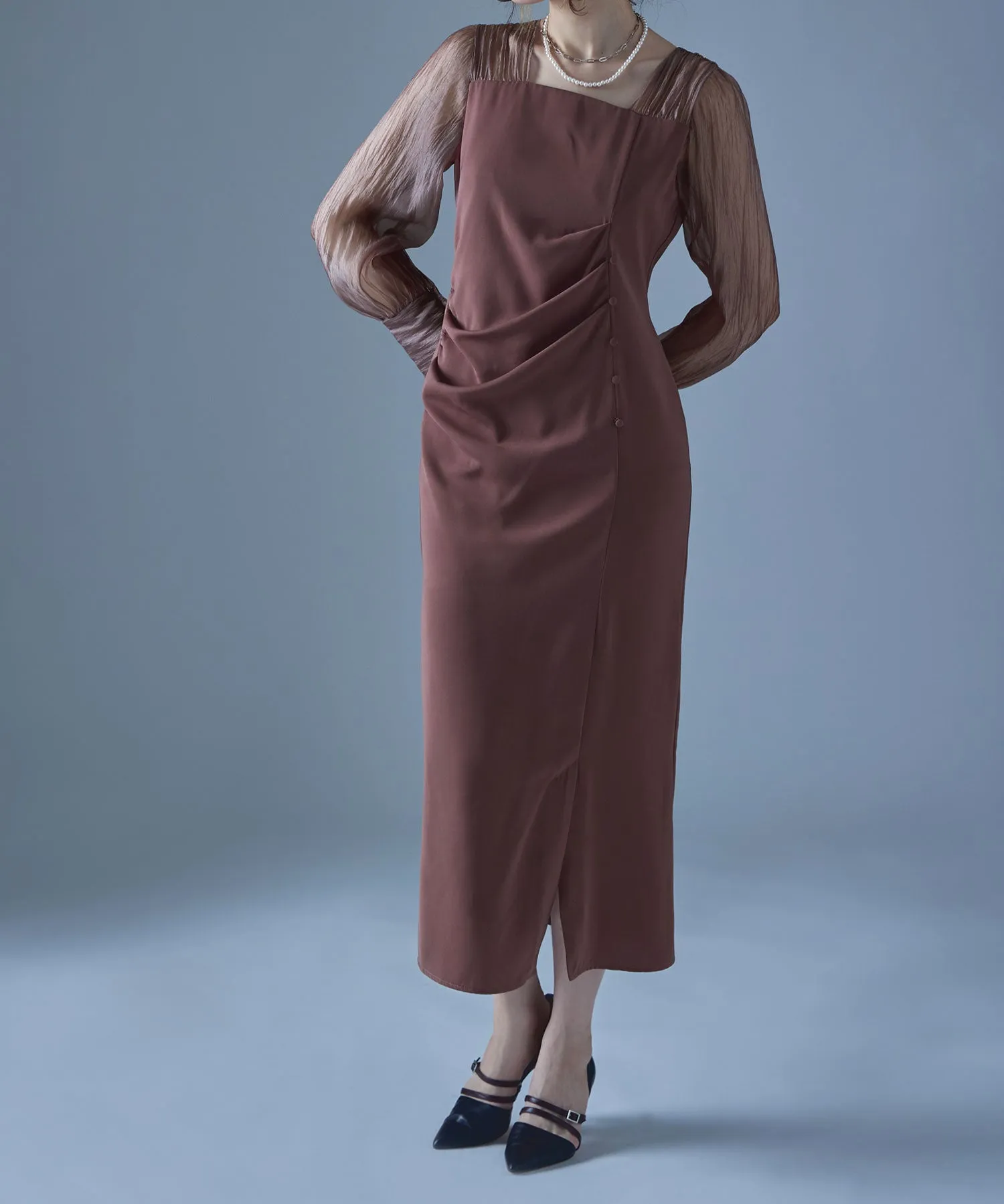 Drape design I-line dress