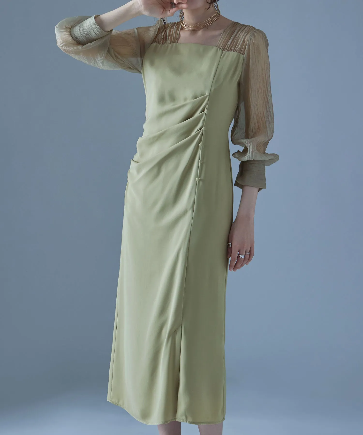 Drape design I-line dress