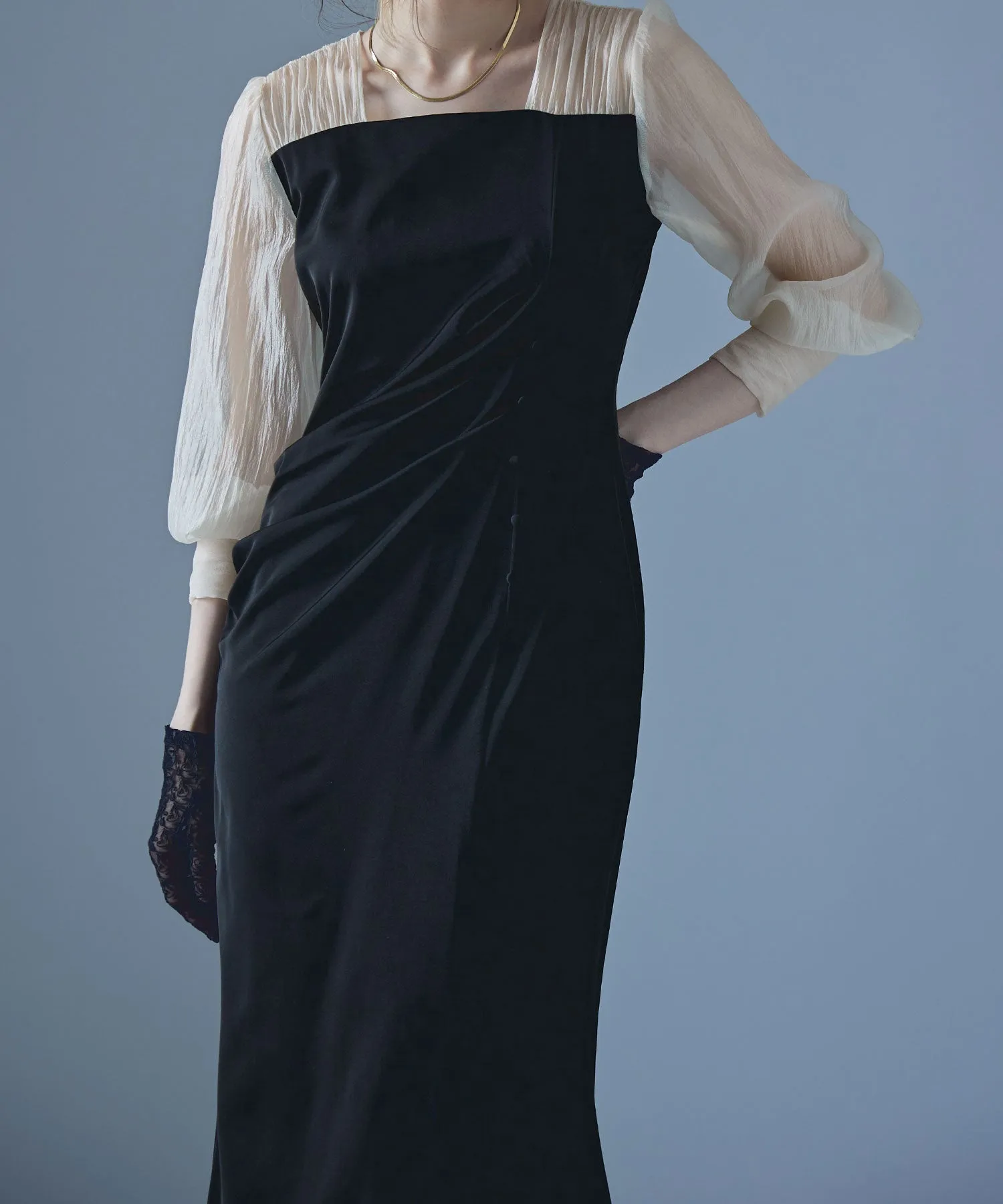 Drape design I-line dress
