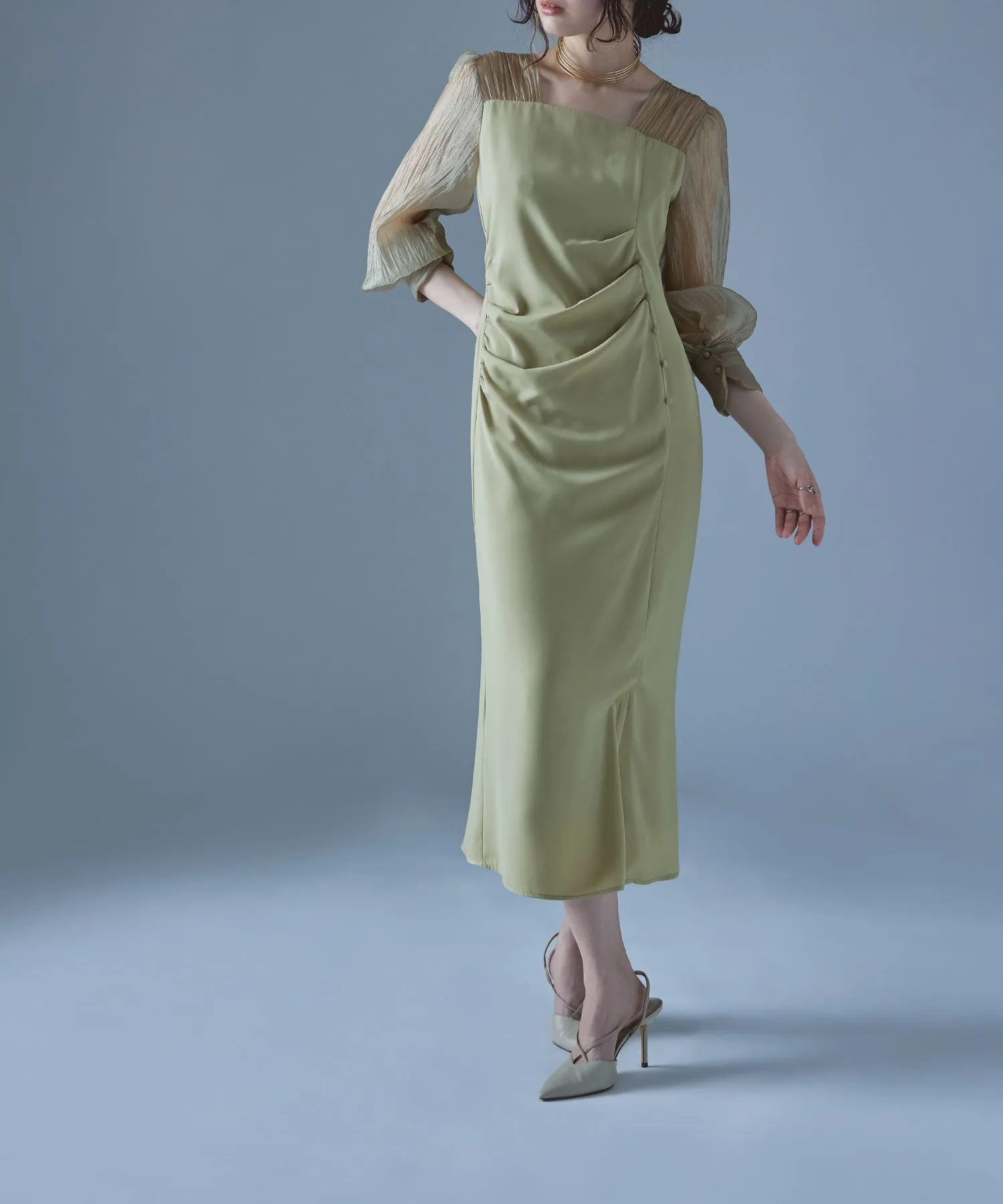 Drape design I-line dress
