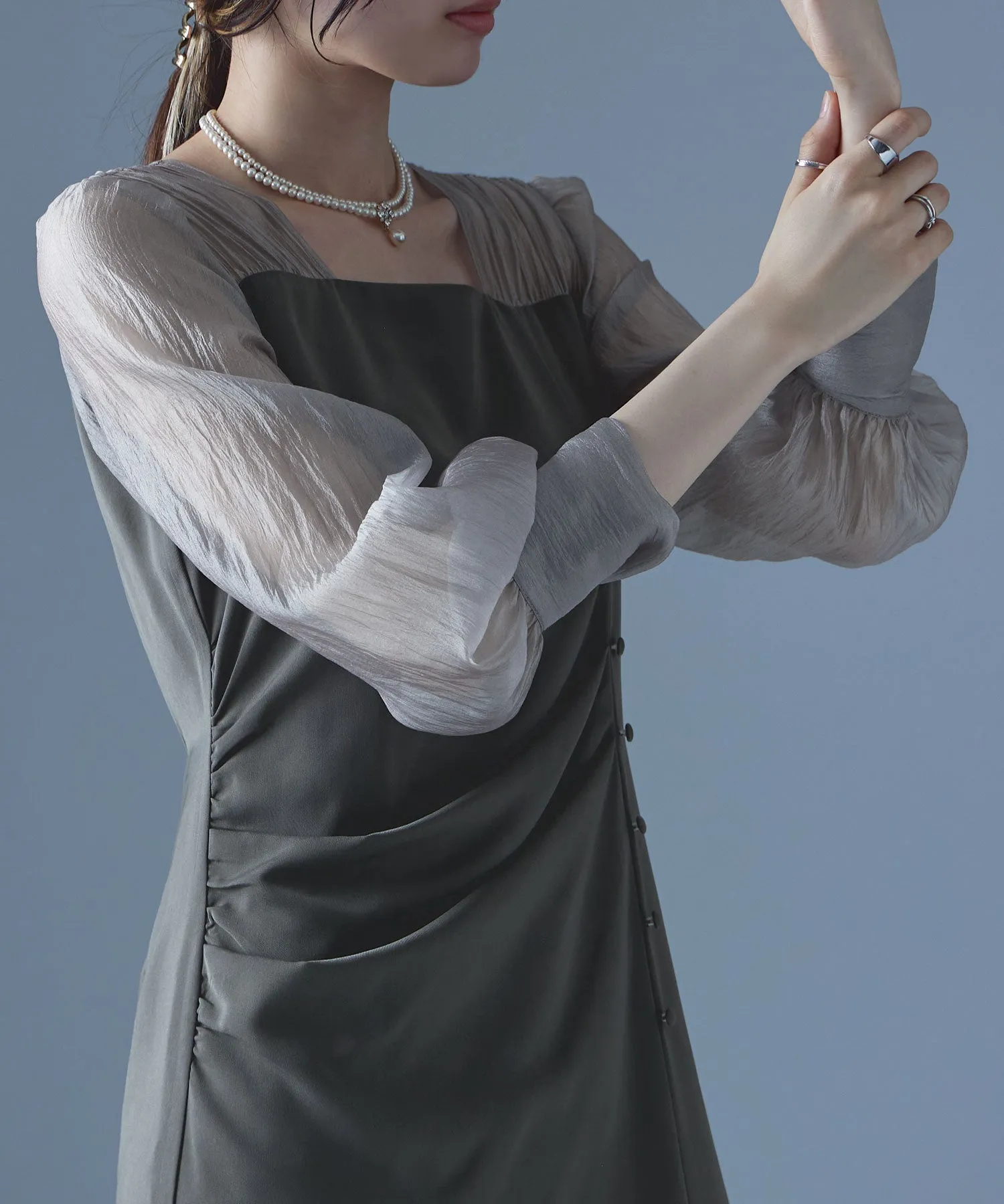 Drape design I-line dress