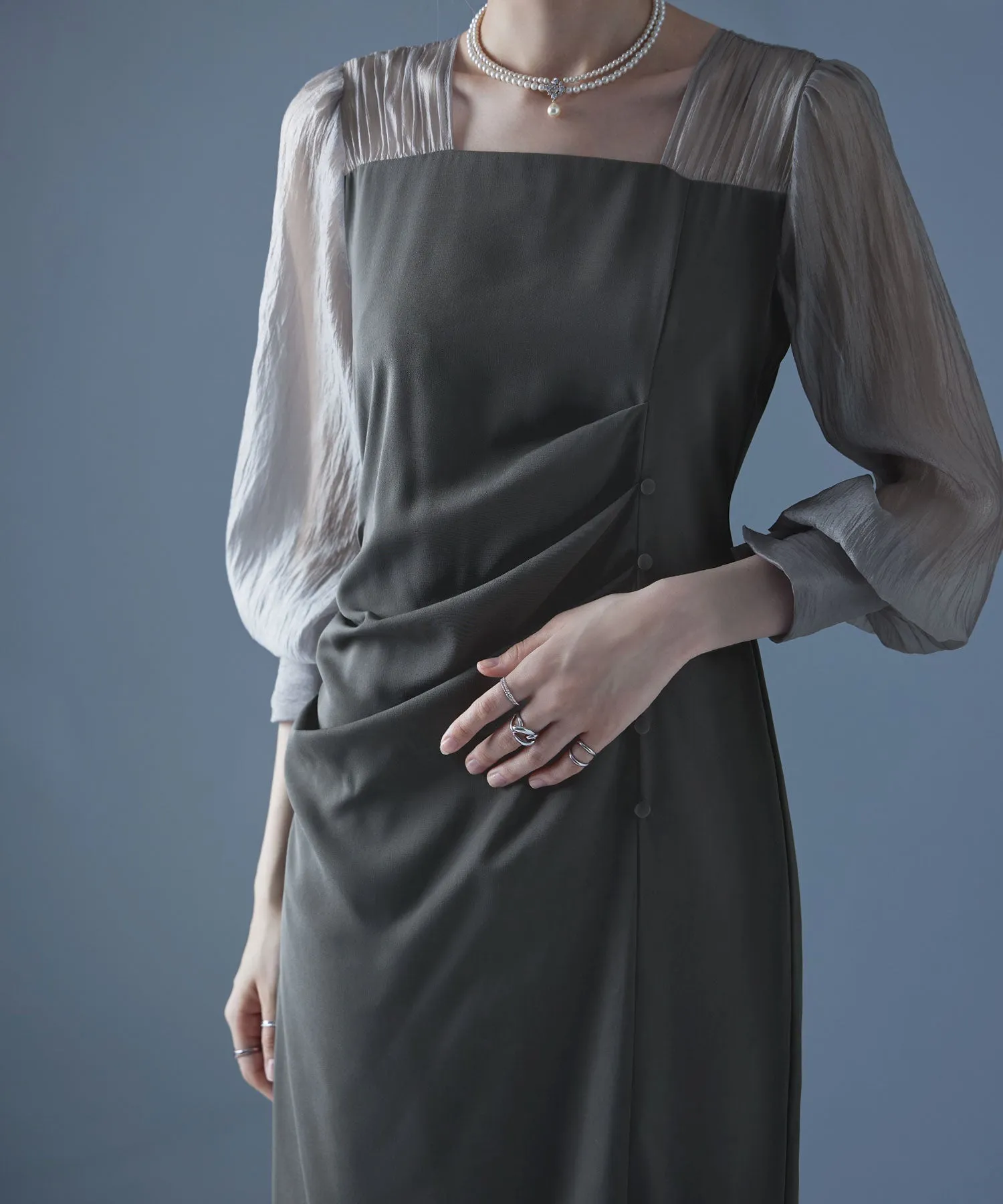 Drape design I-line dress