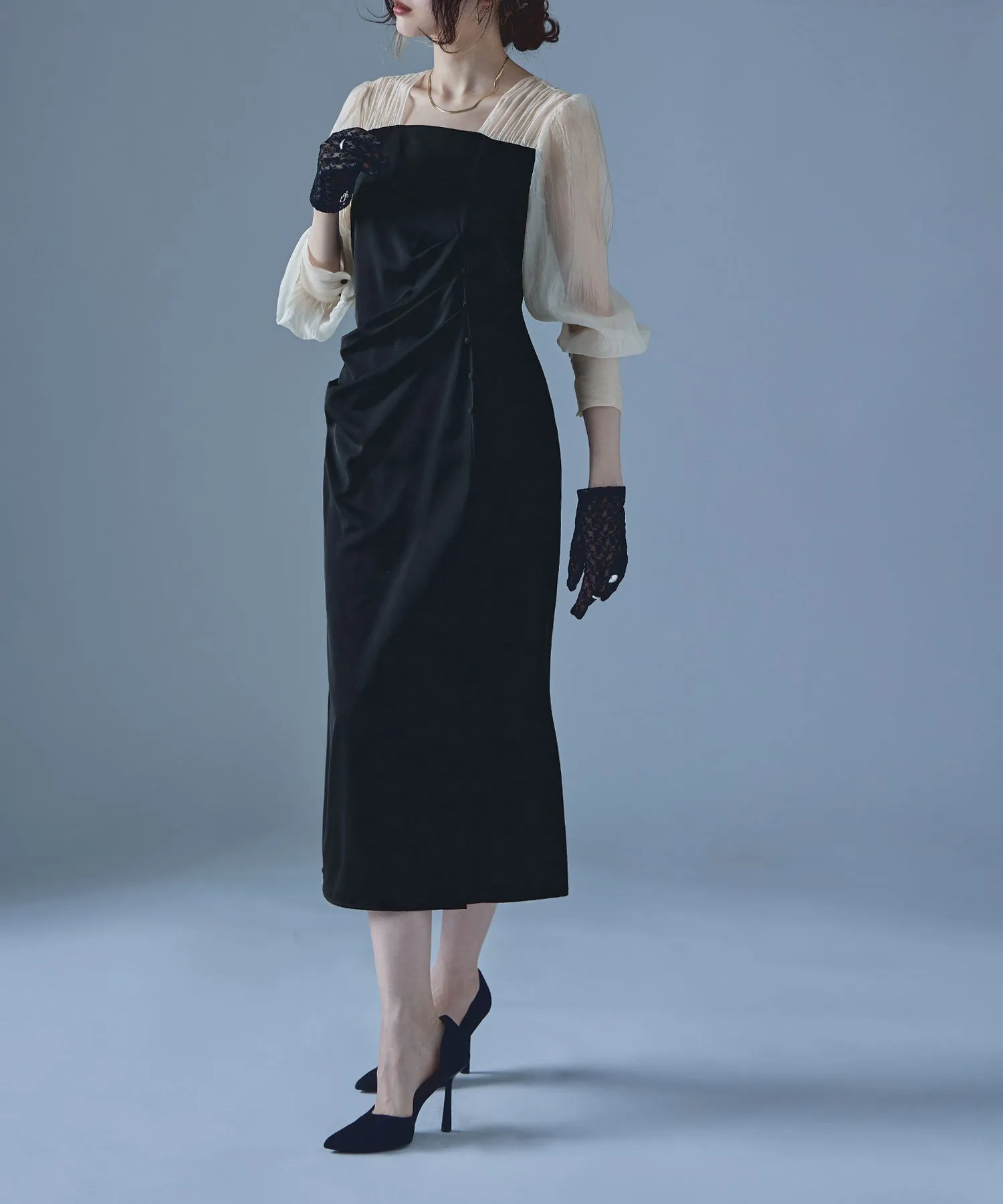 Drape design I-line dress