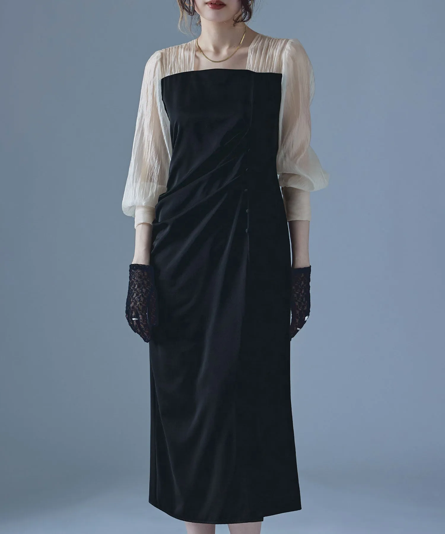 Drape design I-line dress